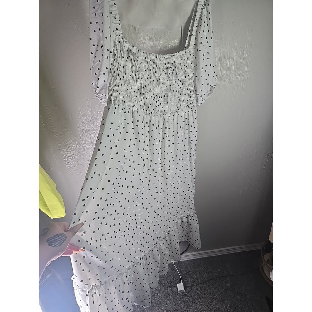 CY Fashion Sun Dress Polka Dot SS Tiered Dress Womens XXXL 3X Smocked Bodice - Picture 9 of 10